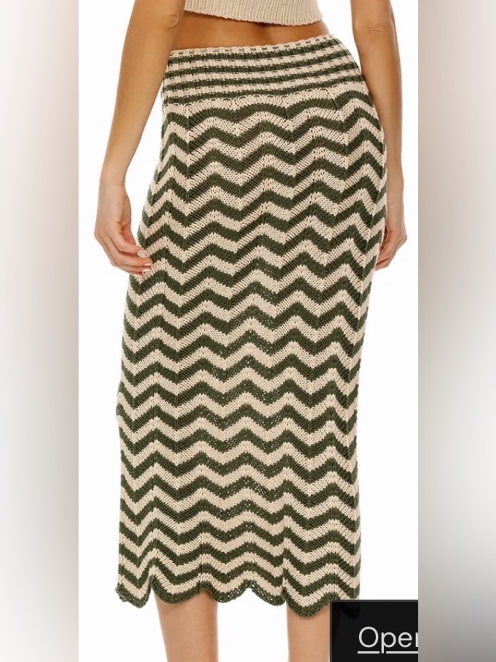 Agua Bendita Green and Cream Chevron Knit Maxi Skirt